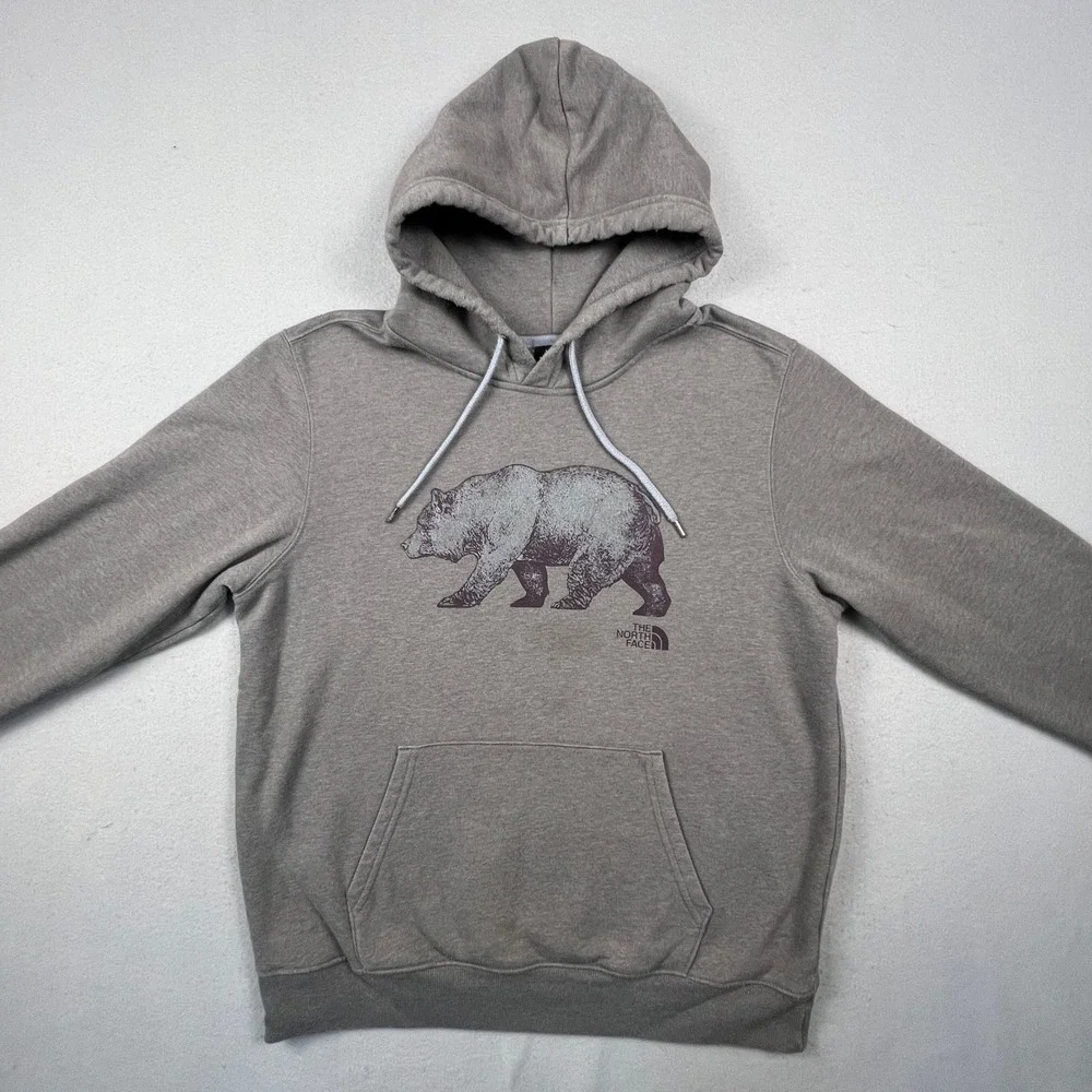 The North Face Hoodie Mens Large Brown Bear Graphic Pullover Fleece Outdoor Gorp